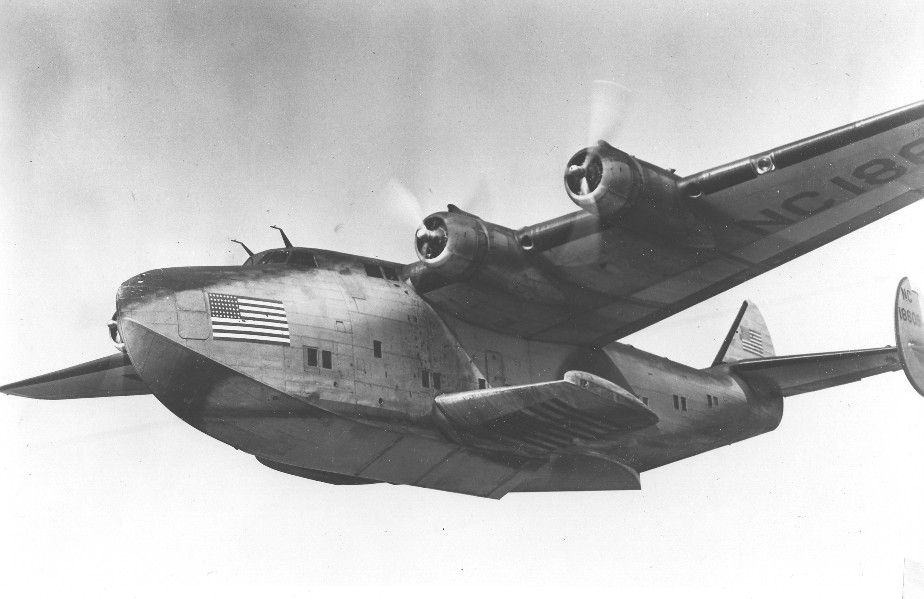 1940s Boeing B314 in-flight war camoflage.  Pan Am operated the entire B314 fleet in service to the Navy for the duration of World War II